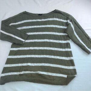 Talbots Olive and White Knit Sweater